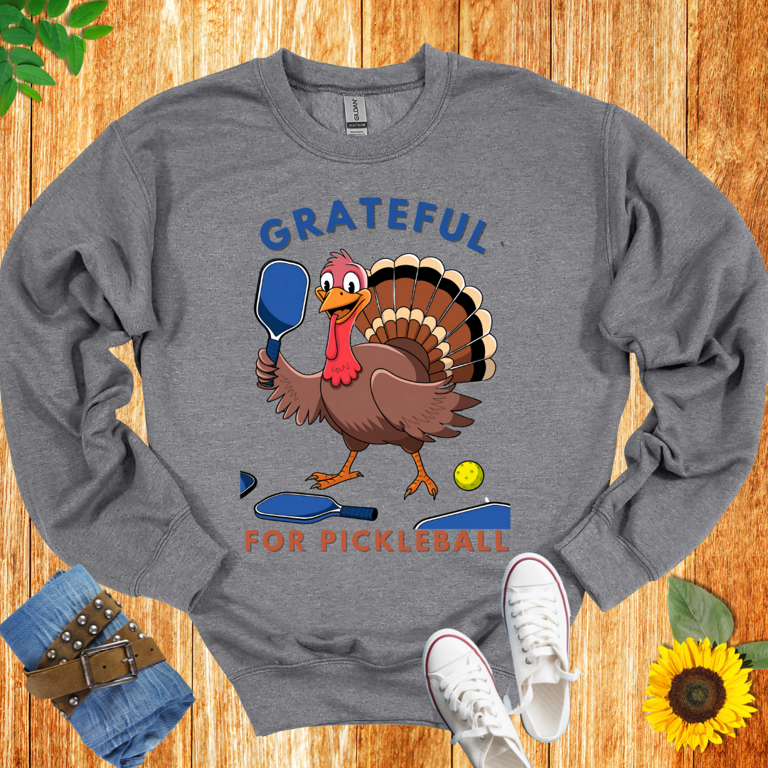 Grateful Turkey Pickleball Crewneck Sweatshirt