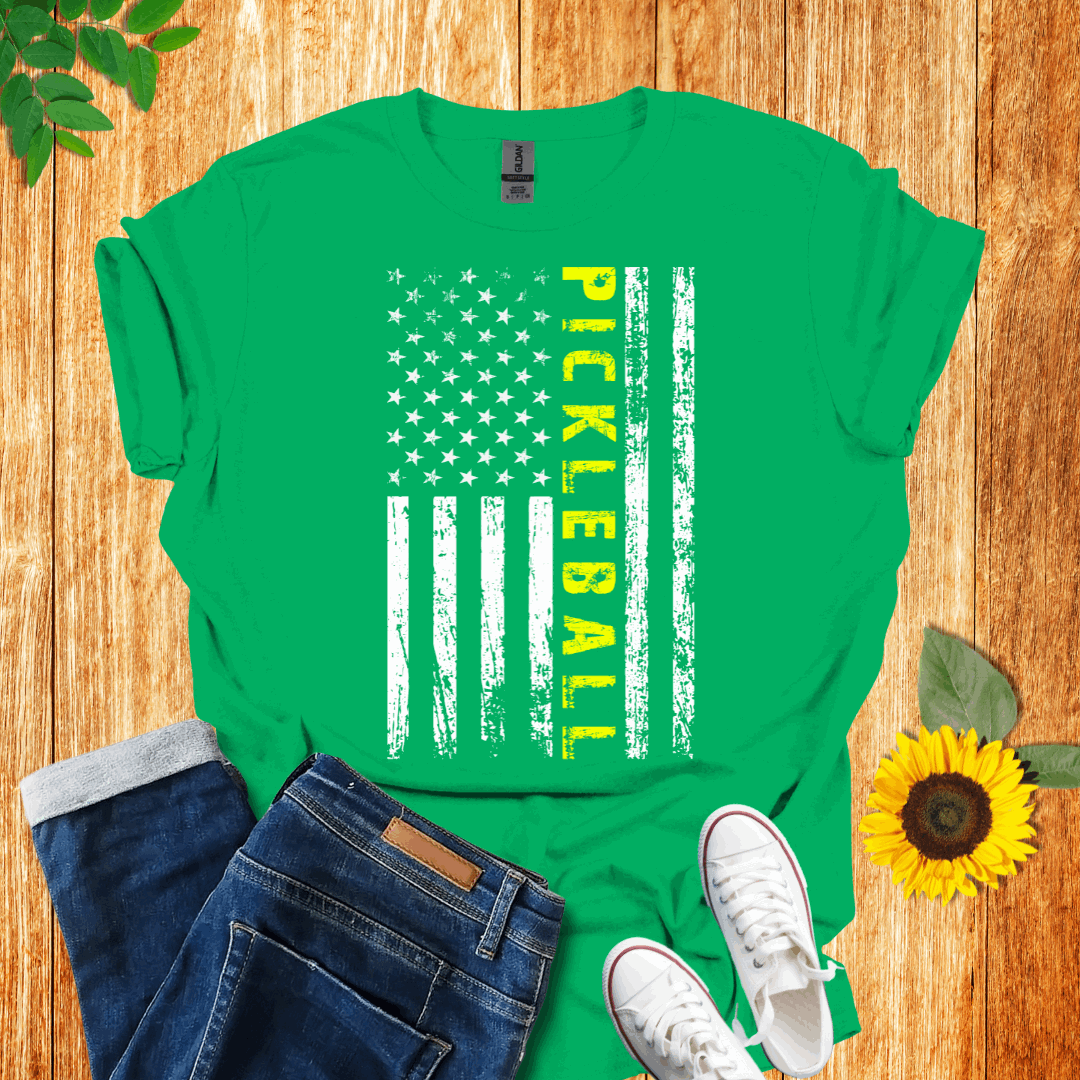 American White Flag -Yellow Pickleball T-Shirt