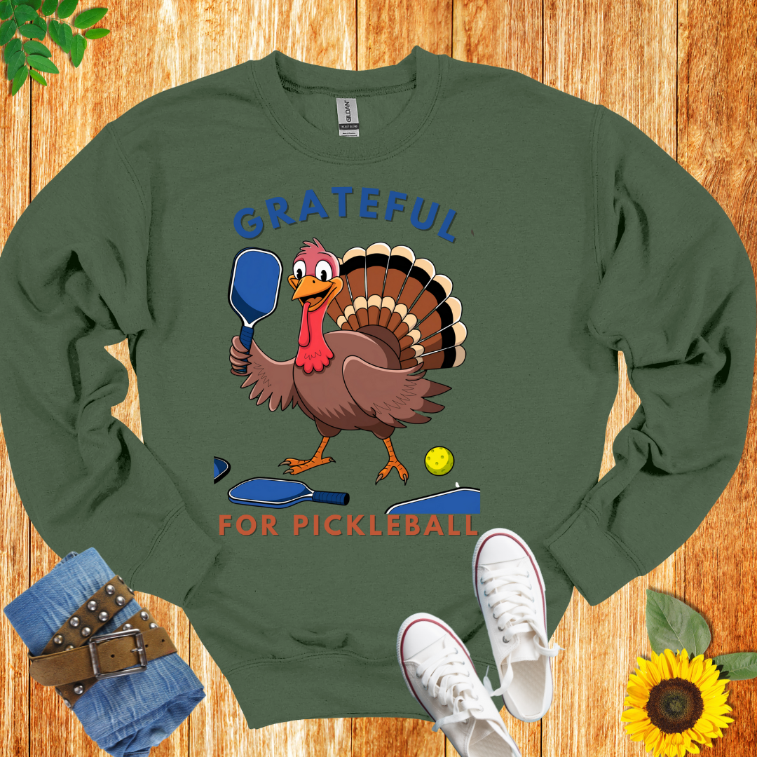 Grateful Turkey Pickleball Crewneck Sweatshirt