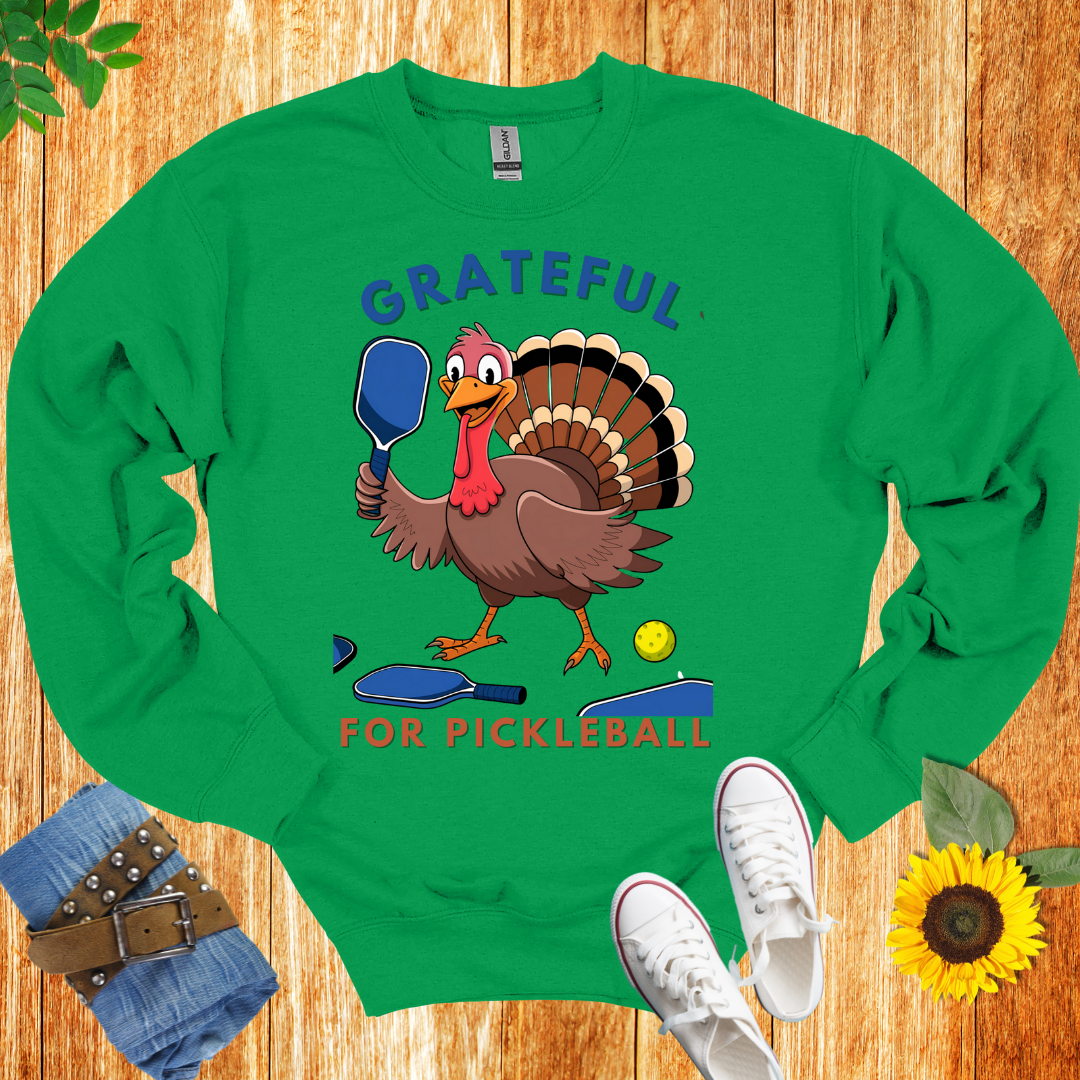 Grateful Turkey Pickleball Crewneck Sweatshirt