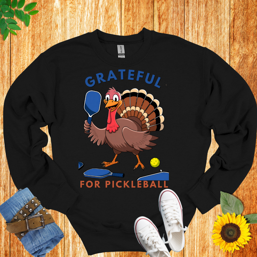 Grateful Turkey Pickleball Crewneck Sweatshirt
