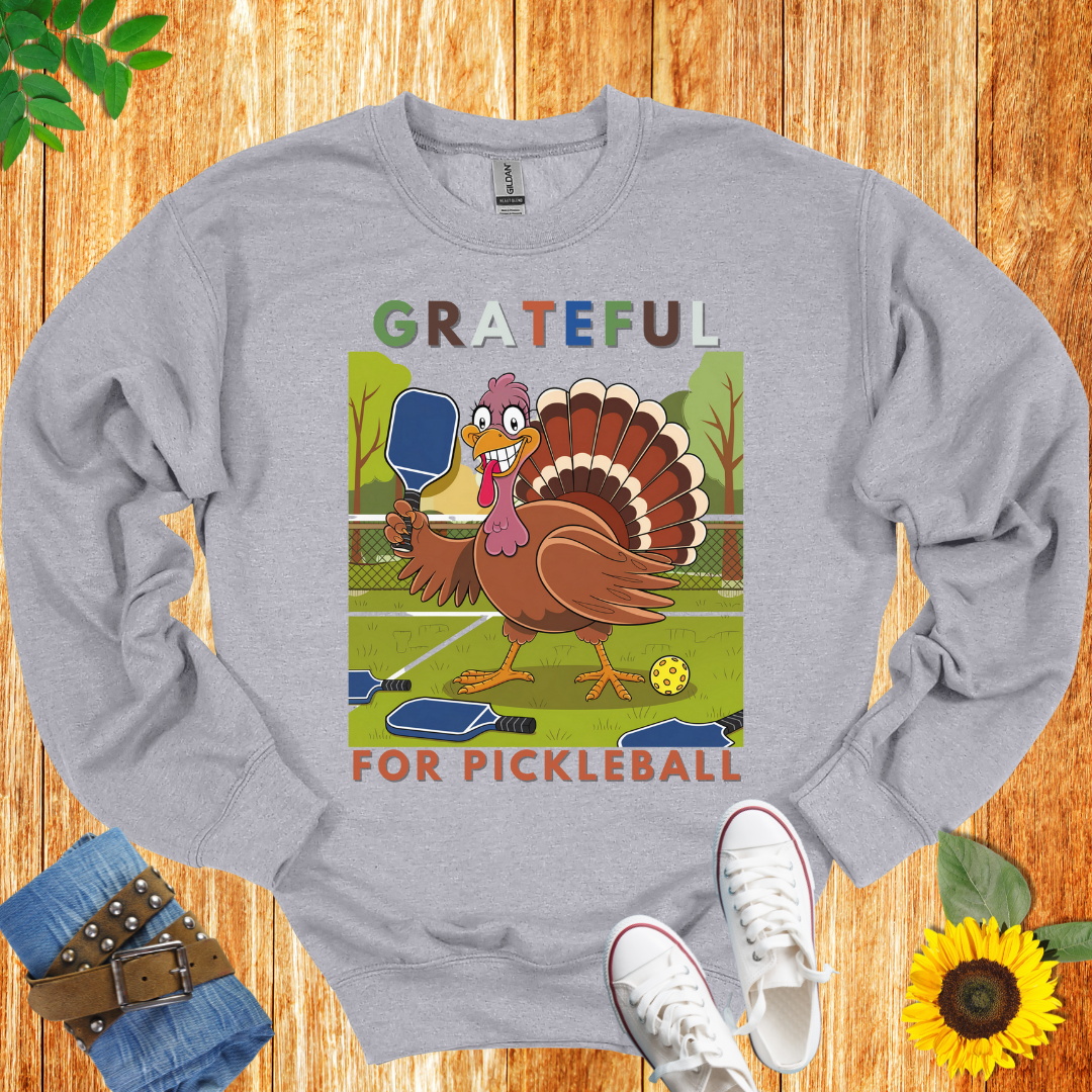 Grateful Turkey Pickleball Crewneck Sweatshirt