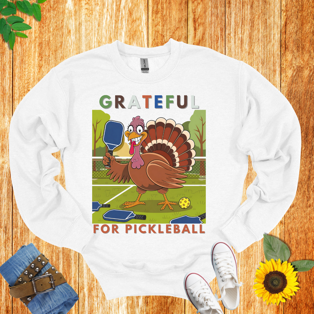 Grateful Turkey Pickleball Crewneck Sweatshirt