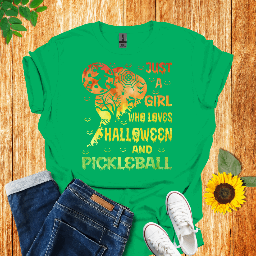 Just A Girl Who Loves Halloween And Pickleball T-Shirt