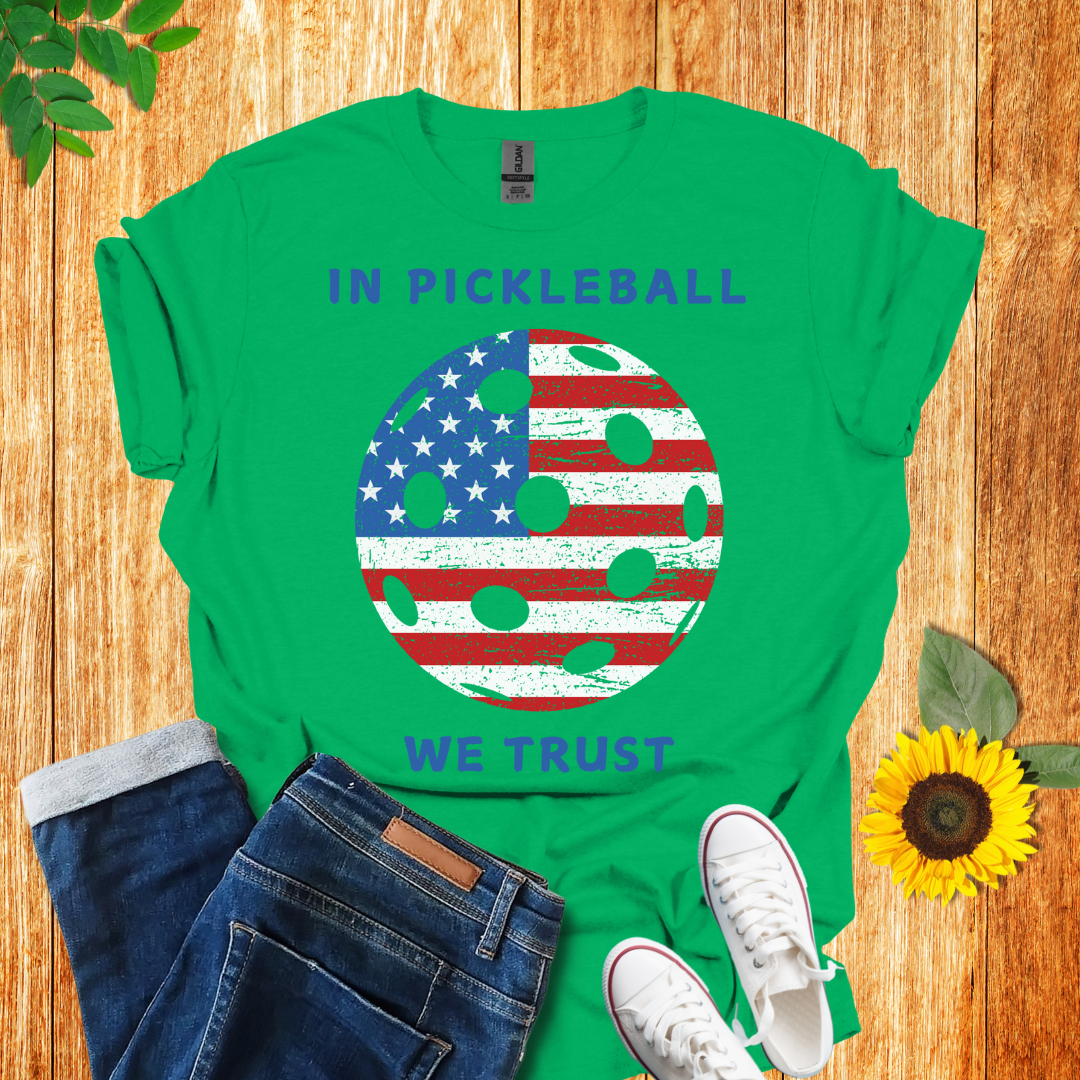 In pickleball we trust  t-shirt green color, front