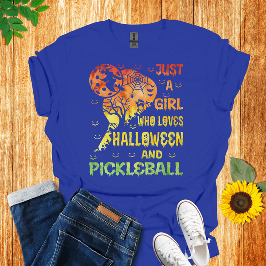 Just A Girl Who Loves Halloween And Pickleball T-Shirt