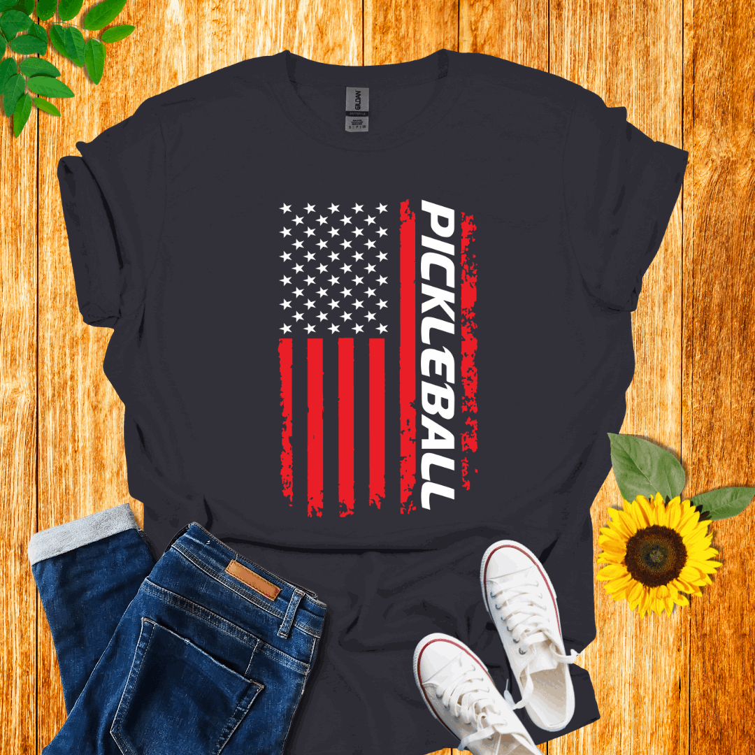 American Red - White Flag Pickleball T-Shirt