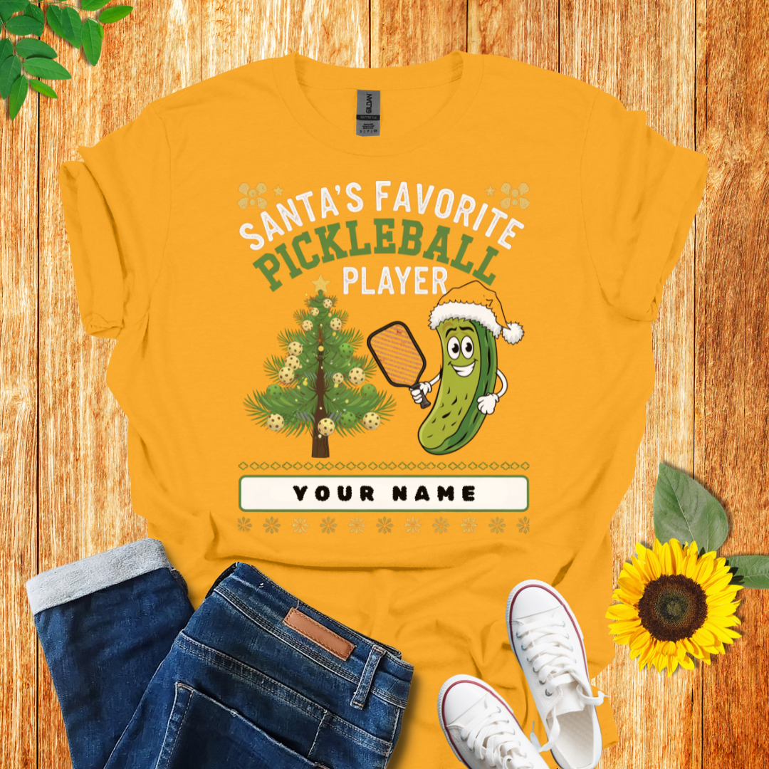 Personalized Santa's Favorite Pickleball T-Shirt