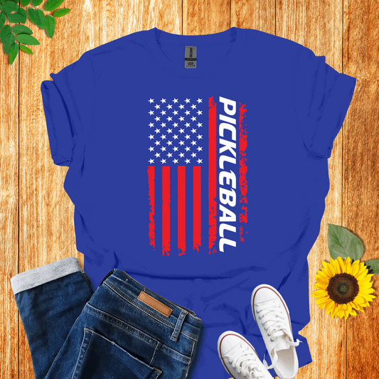 American Red - White Flag Pickleball T-Shirt