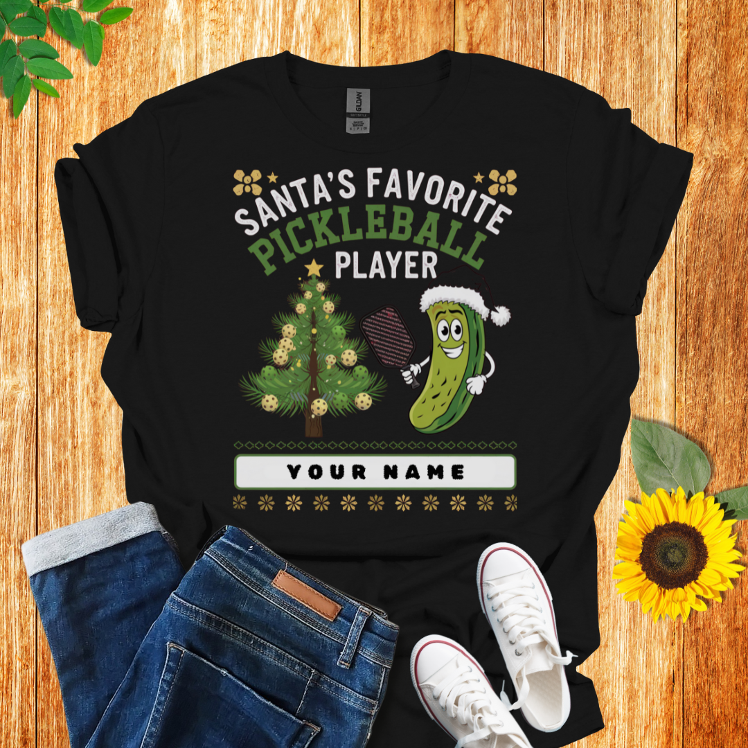 Personalized Santa's Favorite Pickleball T-Shirt