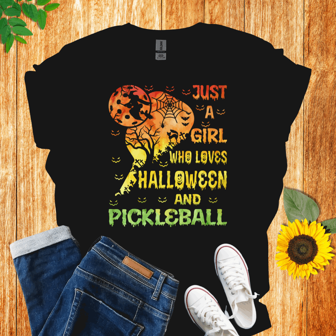 Just A Girl Who Loves Halloween And Pickleball T-Shirt