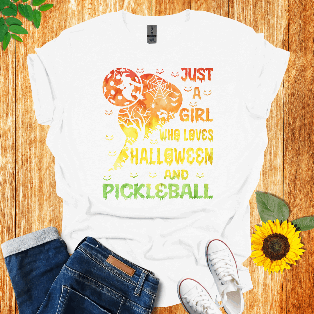 Just A Girl Who Loves Halloween And Pickleball T-Shirt