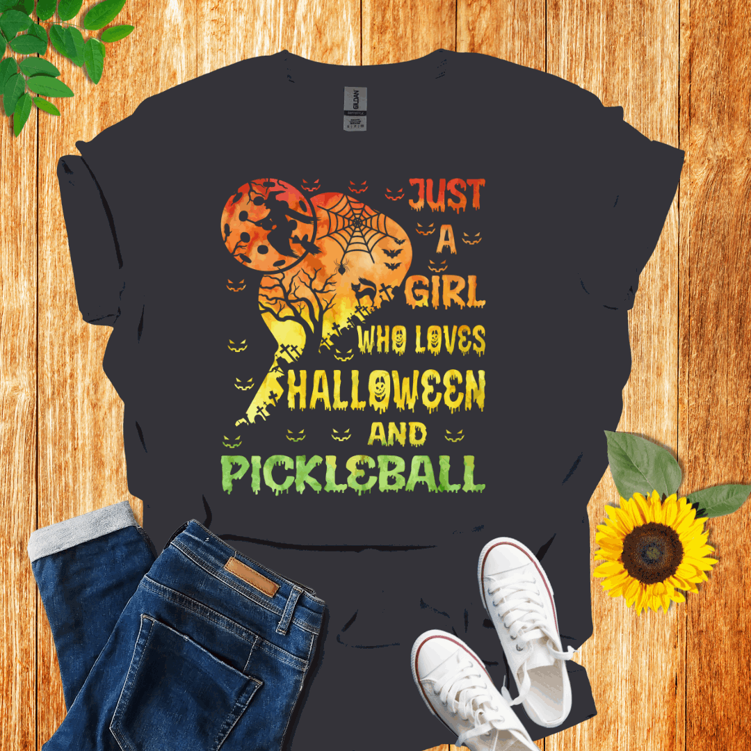 Just A Girl Who Loves Halloween And Pickleball T-Shirt