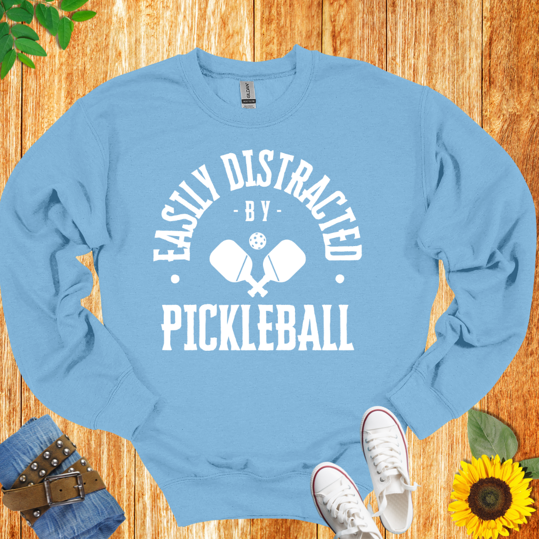 Easily Distracted By Pickleball Crewneck Sweatshirt