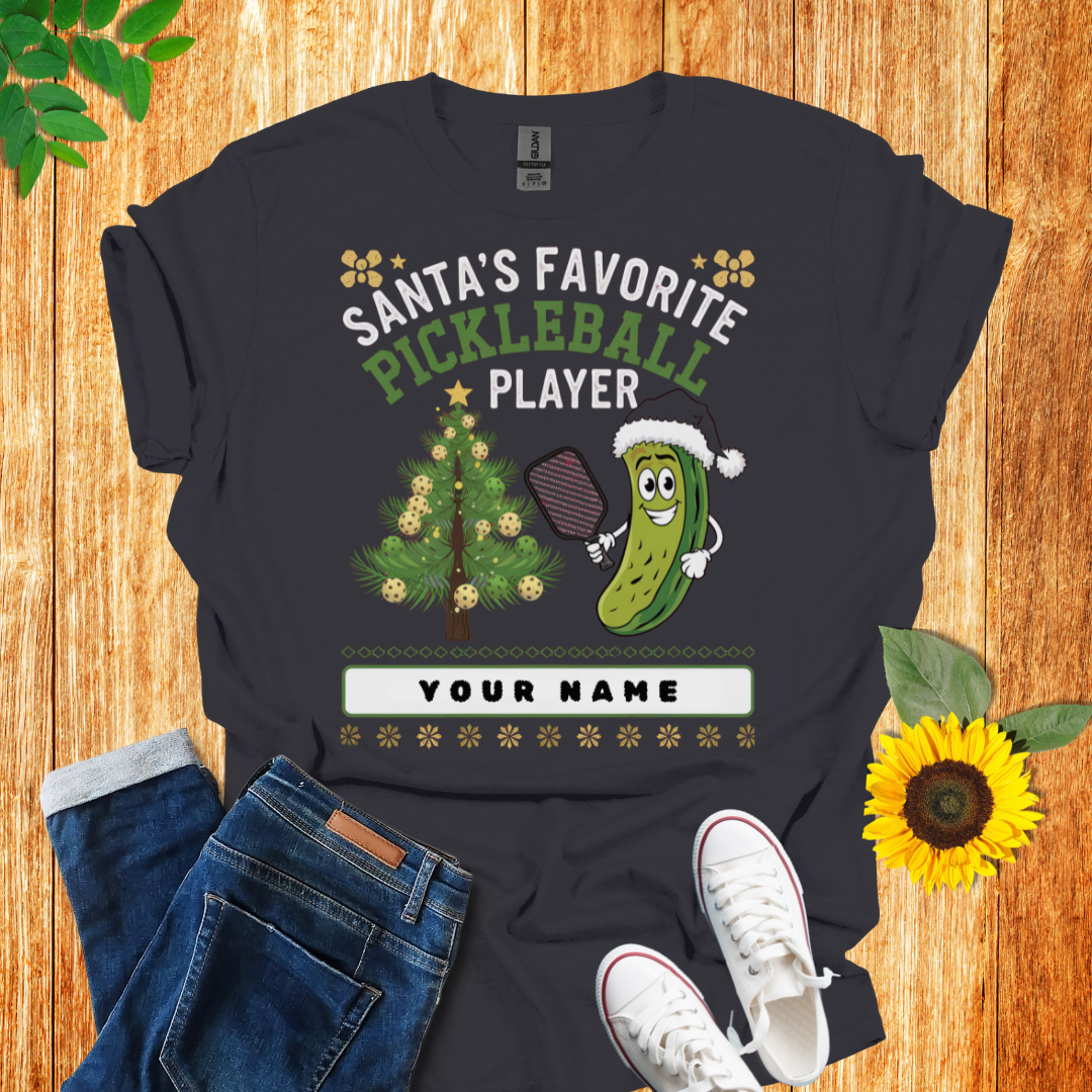 Personalized Santa's Favorite Pickleball T-Shirt