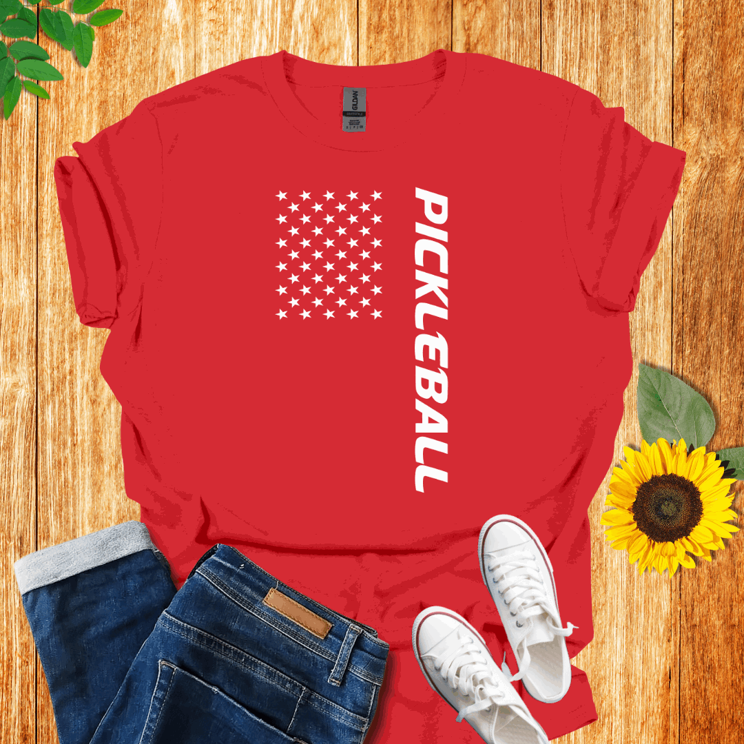 American Red - White Flag Pickleball T-Shirt