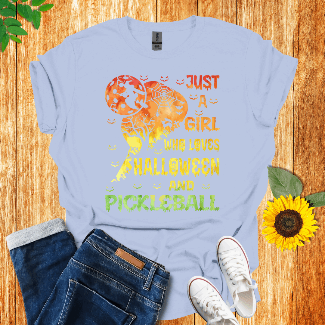 Just A Girl Who Loves Halloween And Pickleball T-Shirt