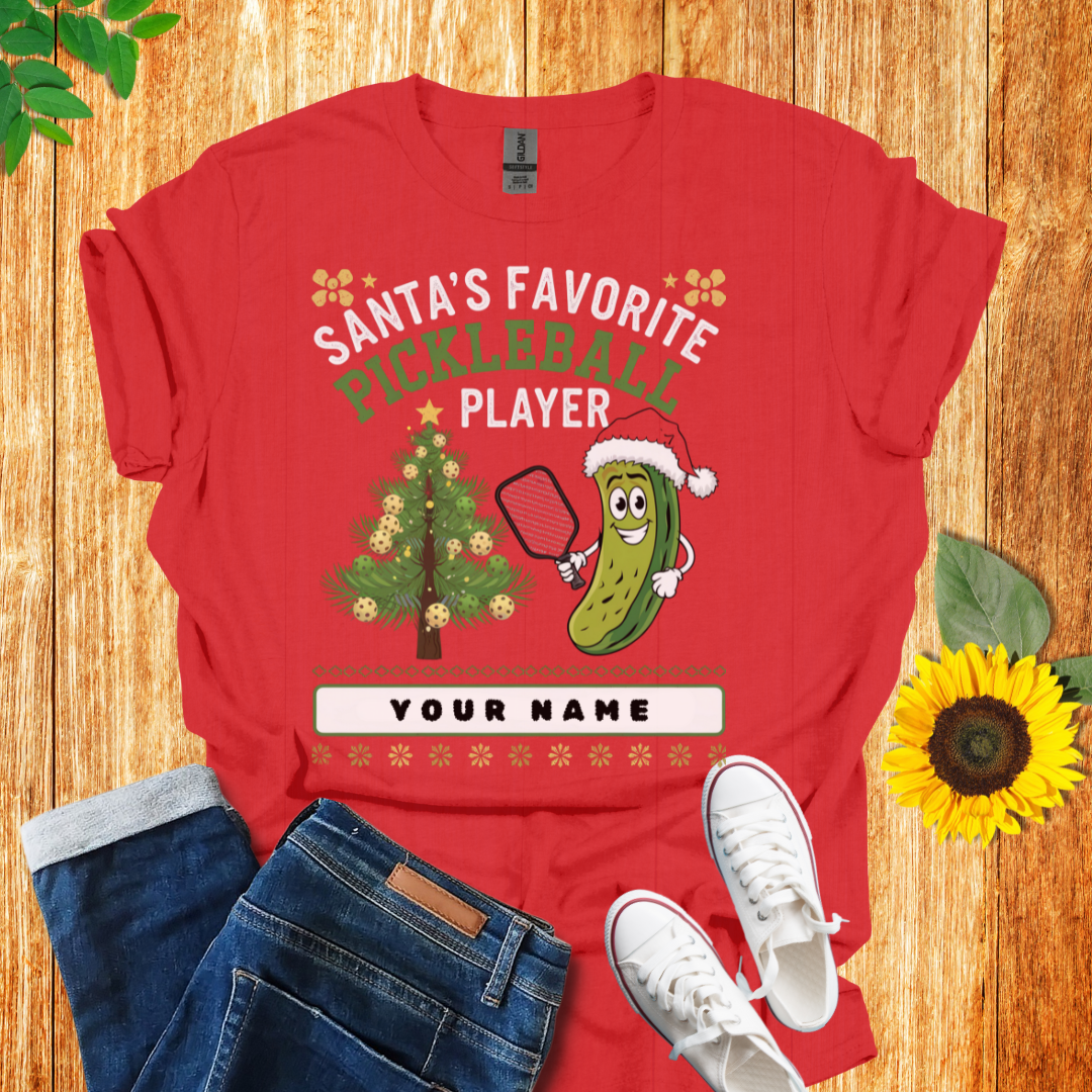 Personalized Santa's Favorite Pickleball T-Shirt