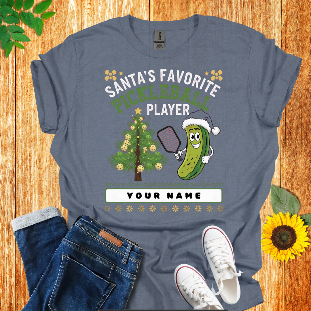 Personalized Santa's Favorite Pickleball T-Shirt