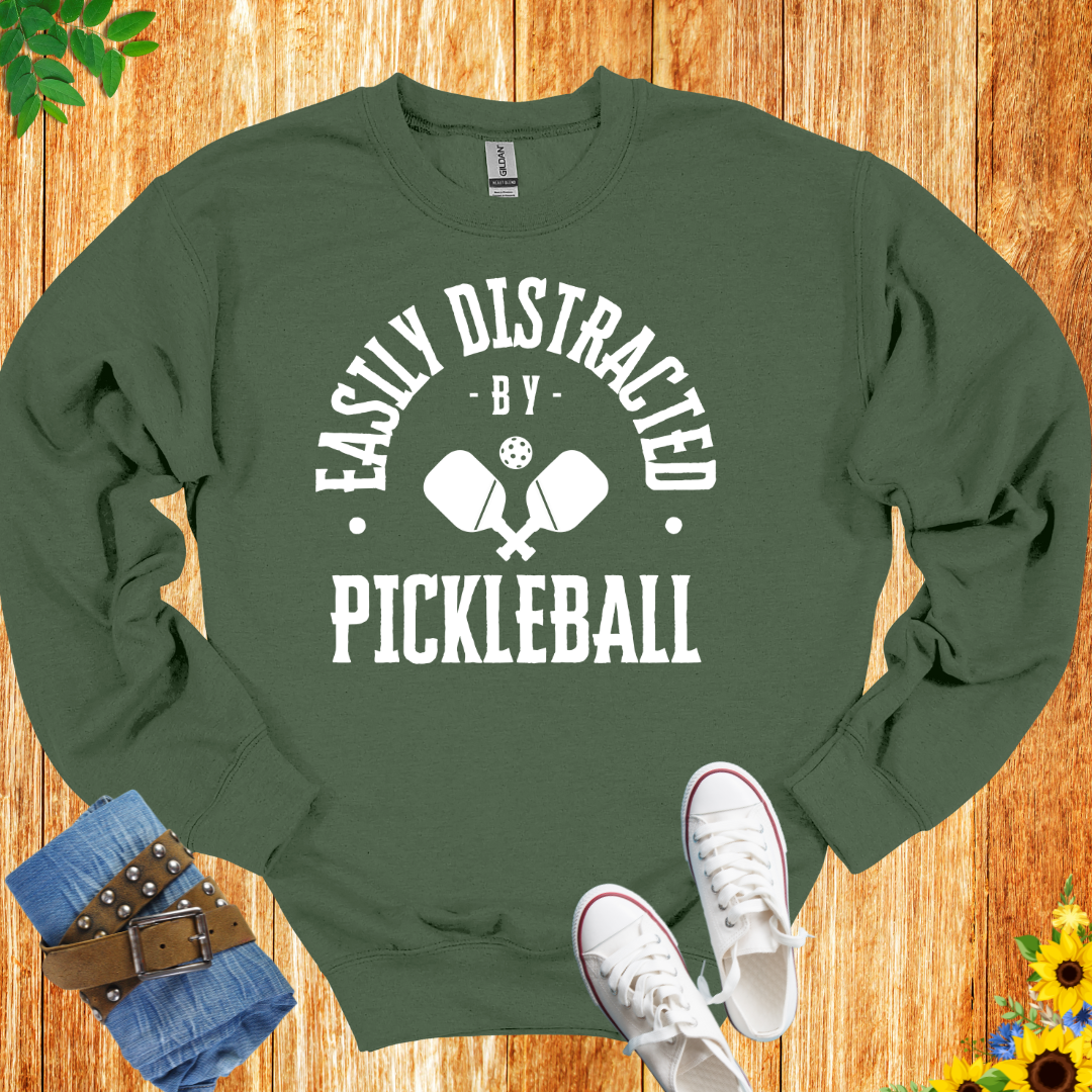 Easily Distracted By Pickleball Crewneck Sweatshirt