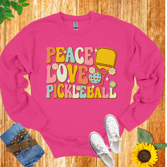 Peace, Love And Pickleball Crewneck Sweatshirt