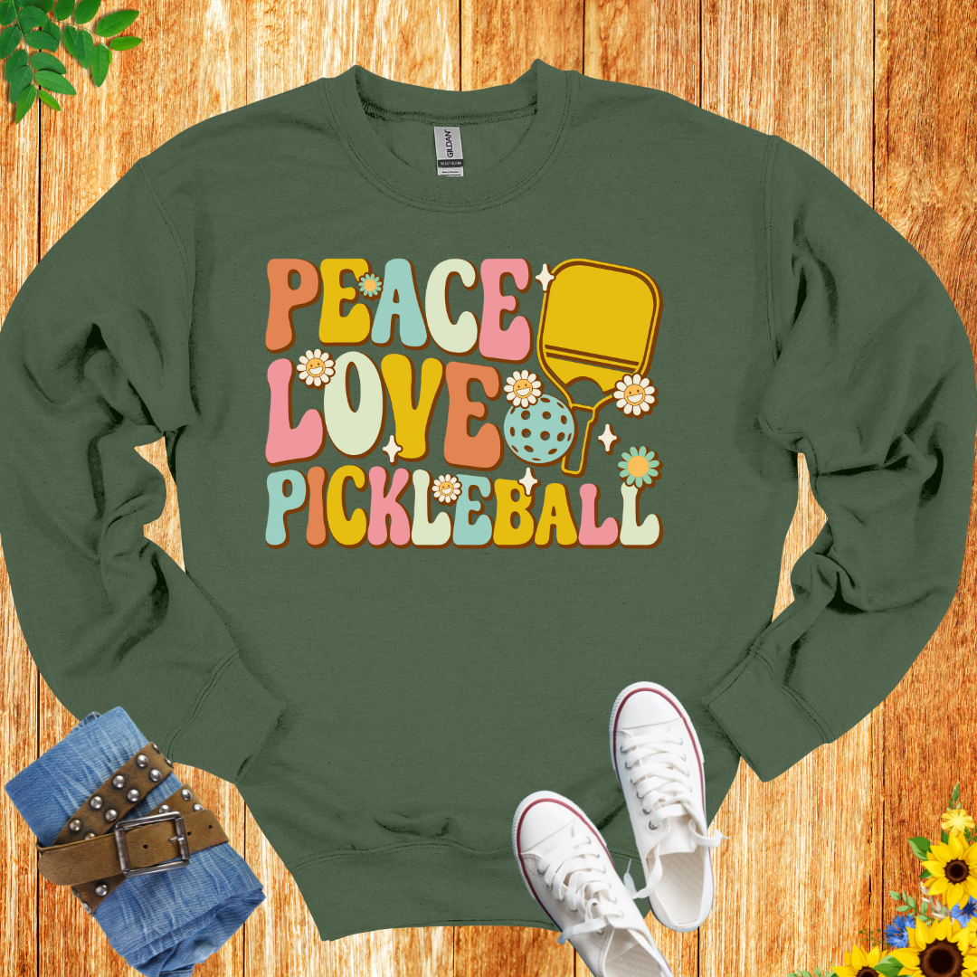 Peace, Love And Pickleball Crewneck Sweatshirt