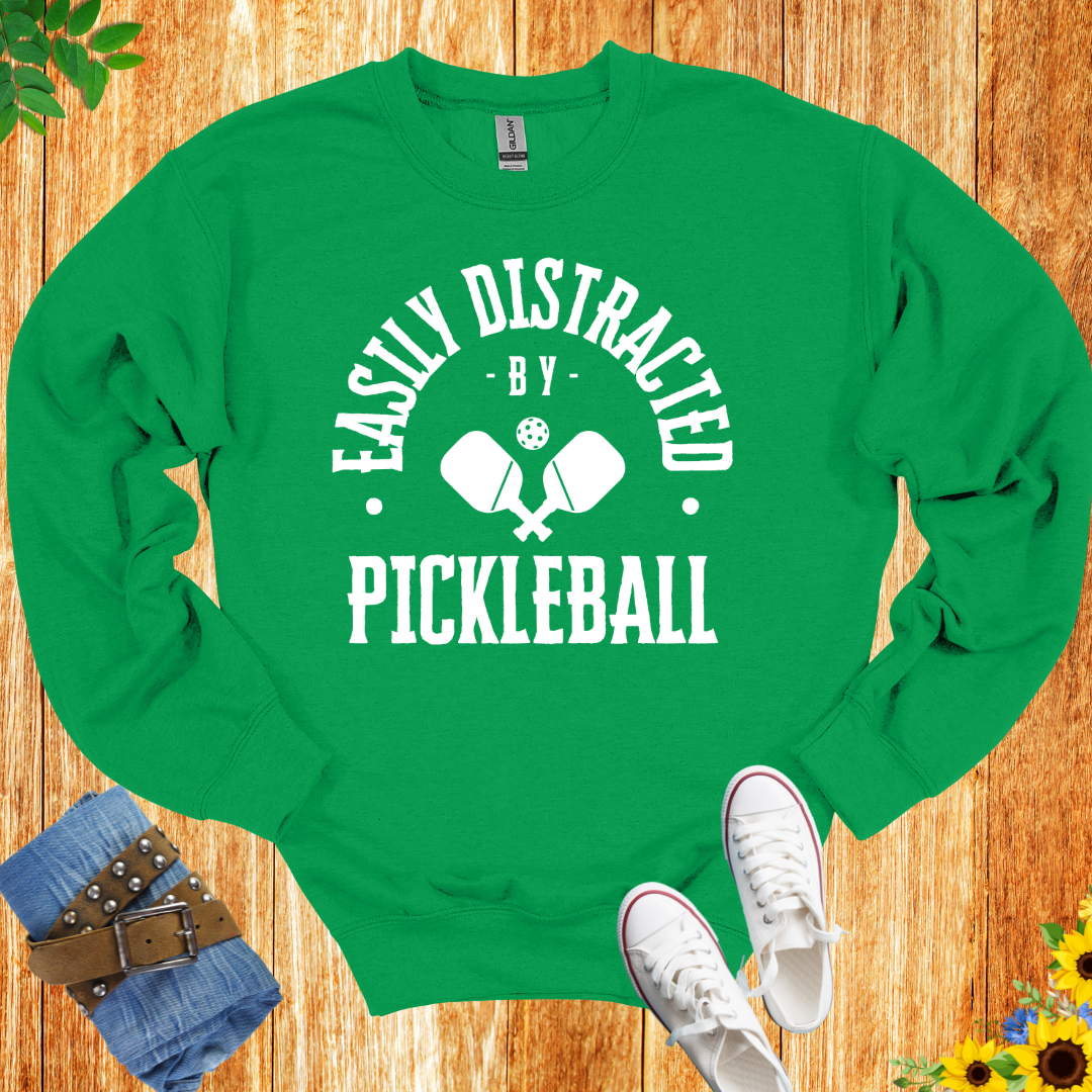 Easily Distracted By Pickleball Crewneck Sweatshirt