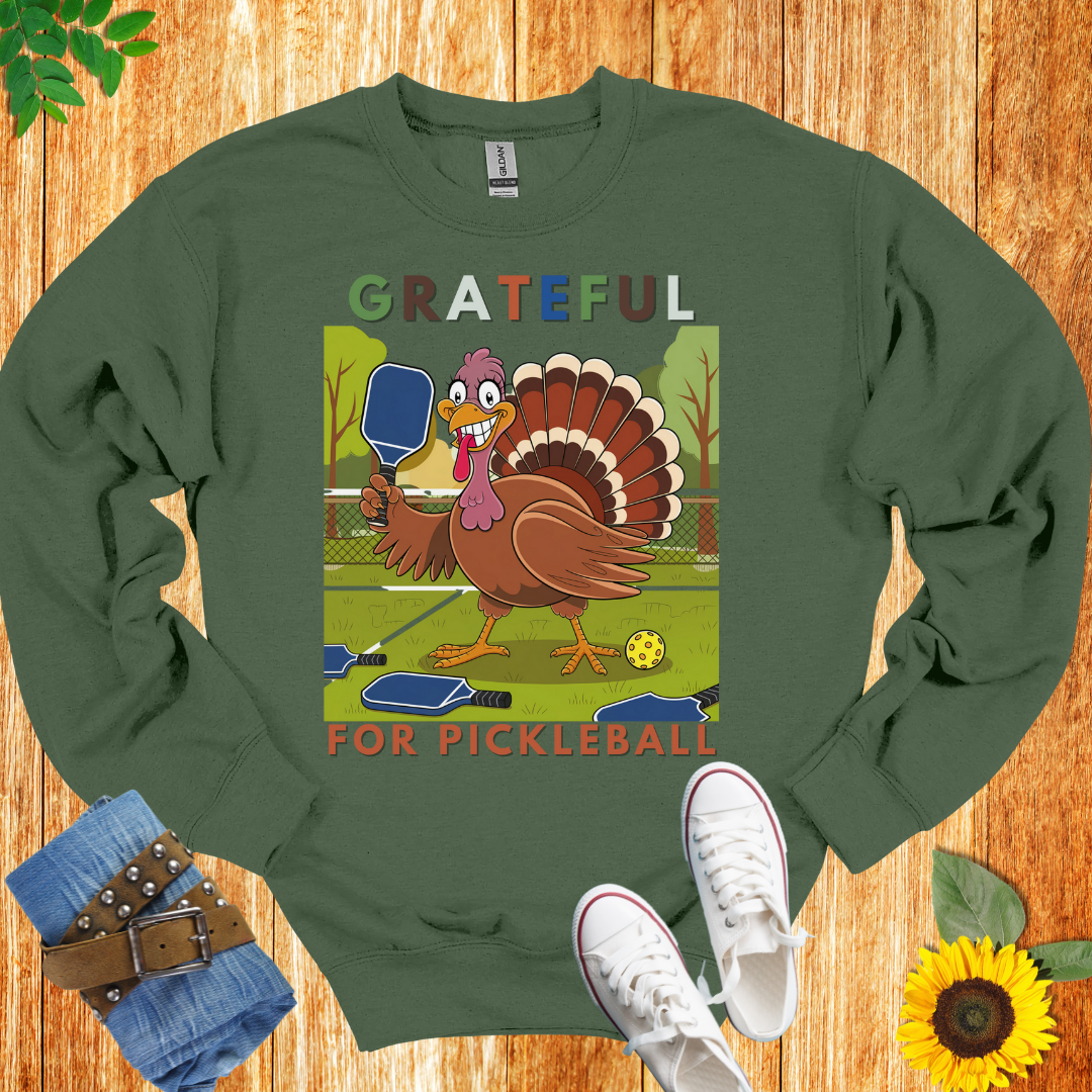 Grateful Turkey Pickleball Crewneck Sweatshirt