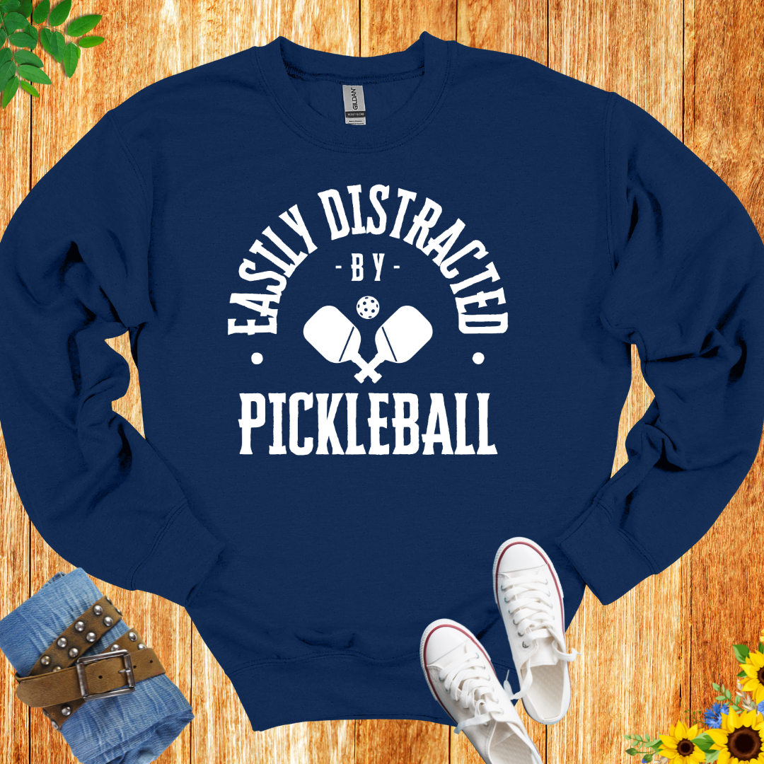 Easily Distracted By Pickleball Crewneck Sweatshirt