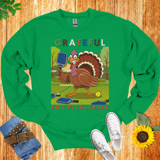 Grateful Turkey Pickleball Crewneck Sweatshirt