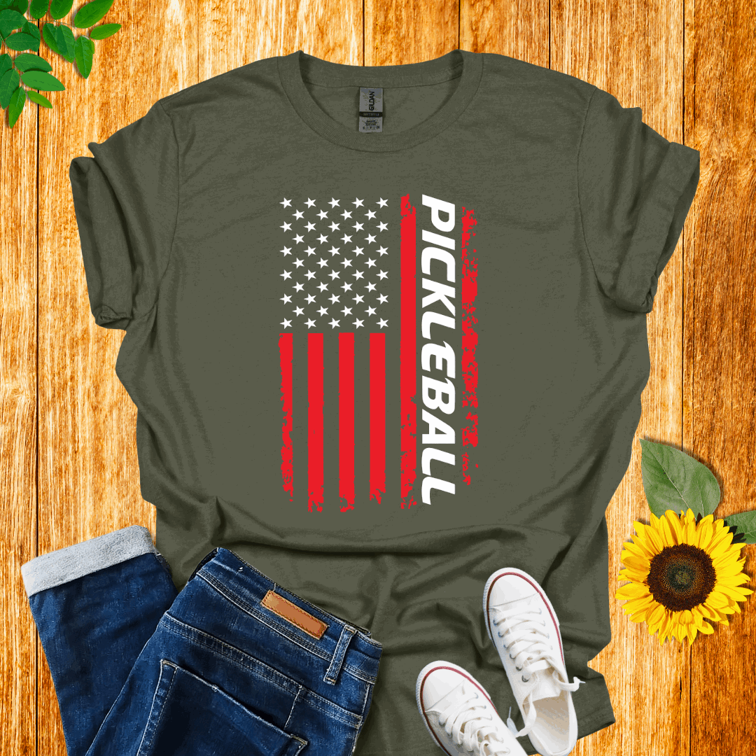 American Red - White Flag Pickleball T-Shirt