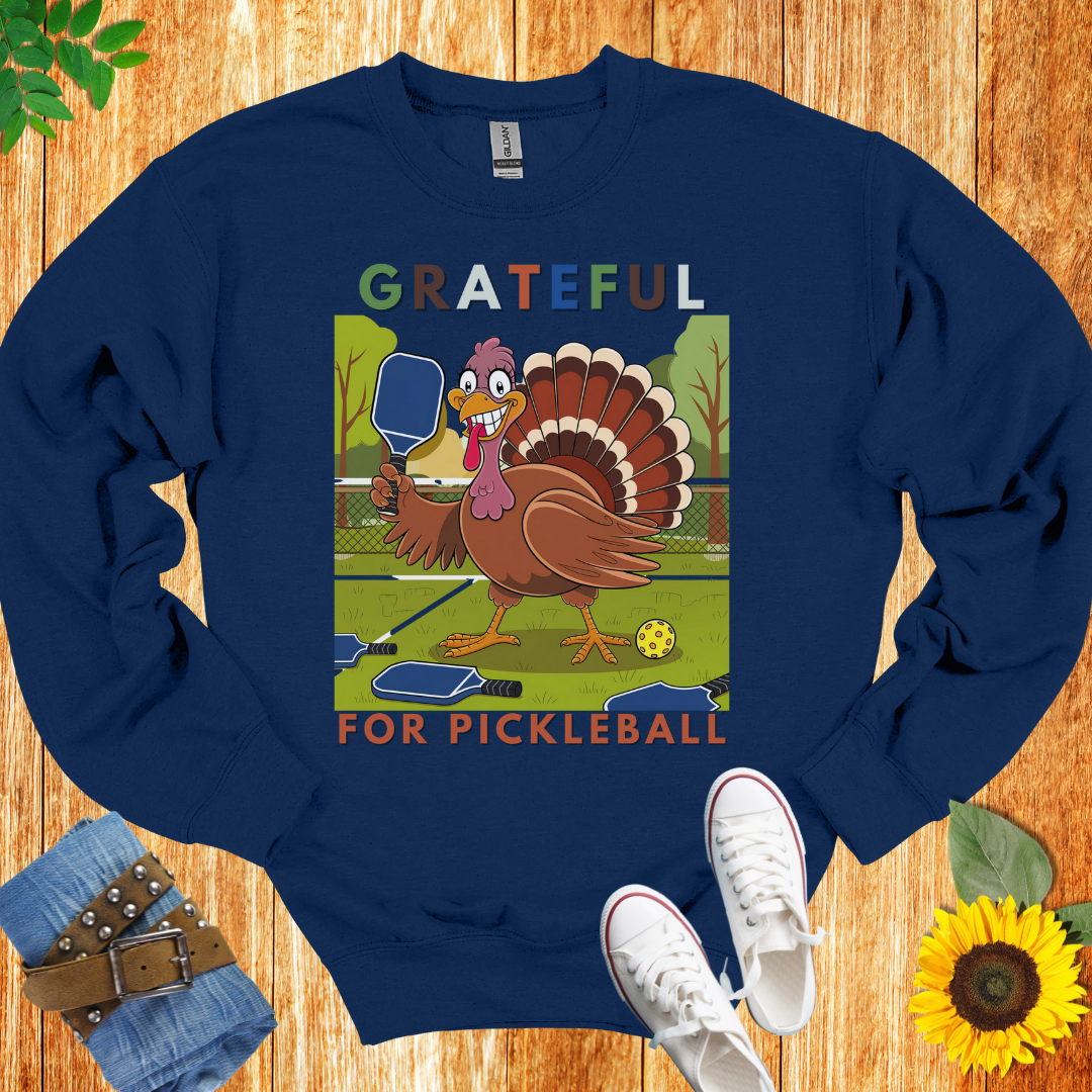 Grateful Turkey Pickleball Crewneck Sweatshirt