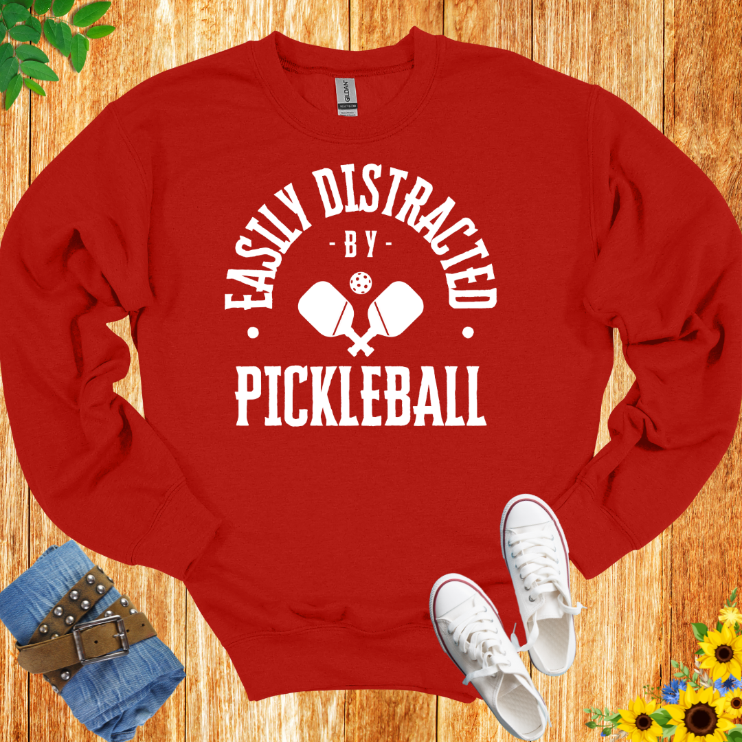 Easily Distracted By Pickleball Crewneck Sweatshirt