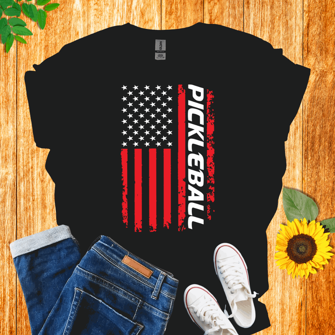 American Red - White Flag Pickleball T-Shirt