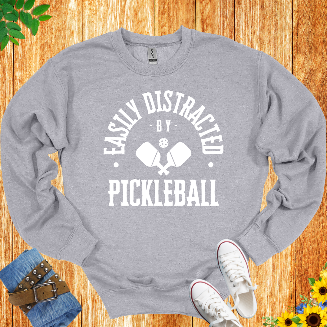 Easily Distracted By Pickleball Crewneck Sweatshirt