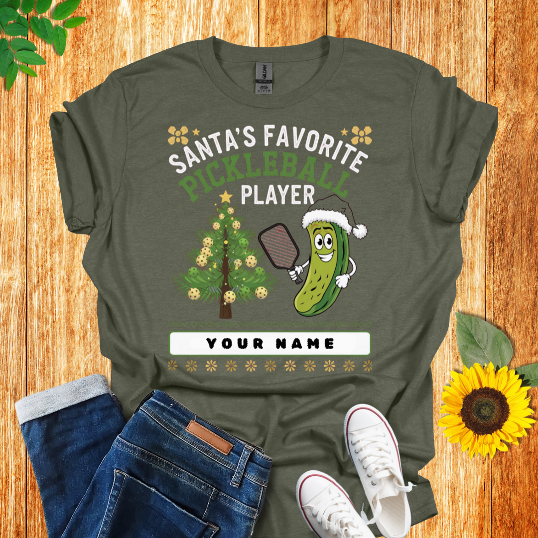 Personalized Santa's Favorite Pickleball T-Shirt