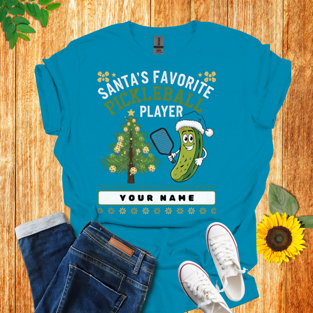 Personalized Santa's Favorite Pickleball T-Shirt