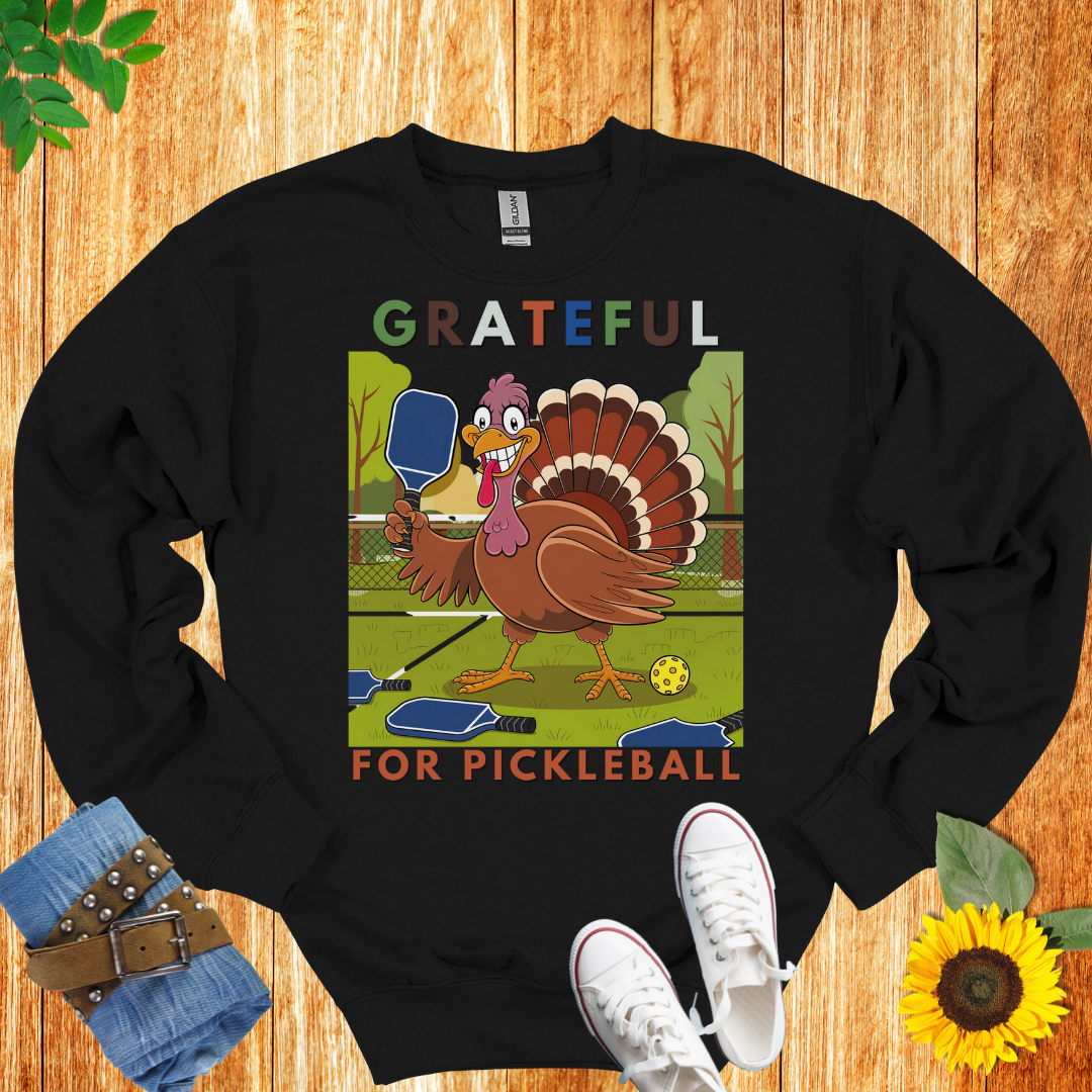 Grateful Turkey Pickleball Crewneck Sweatshirt